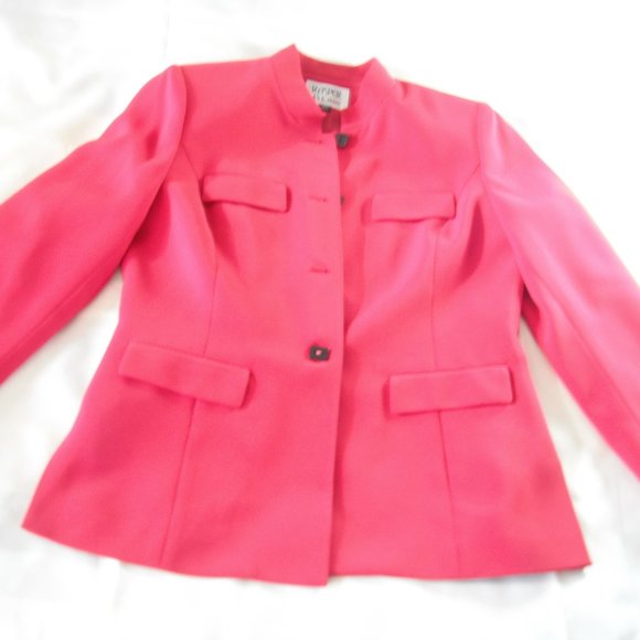 Kasper ASL Women's RED Blazer Jacket Polyester Size 12 Petite Longs Sleeve - Picture 8 of 14